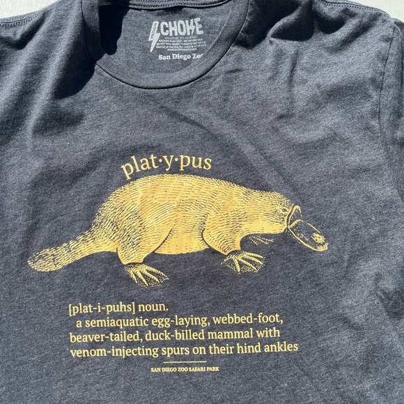 Men's San Diego Safari Park T-Shirt Gray Platypus M Animal Wild Zoo Mammal CA - Picture 1 of 10